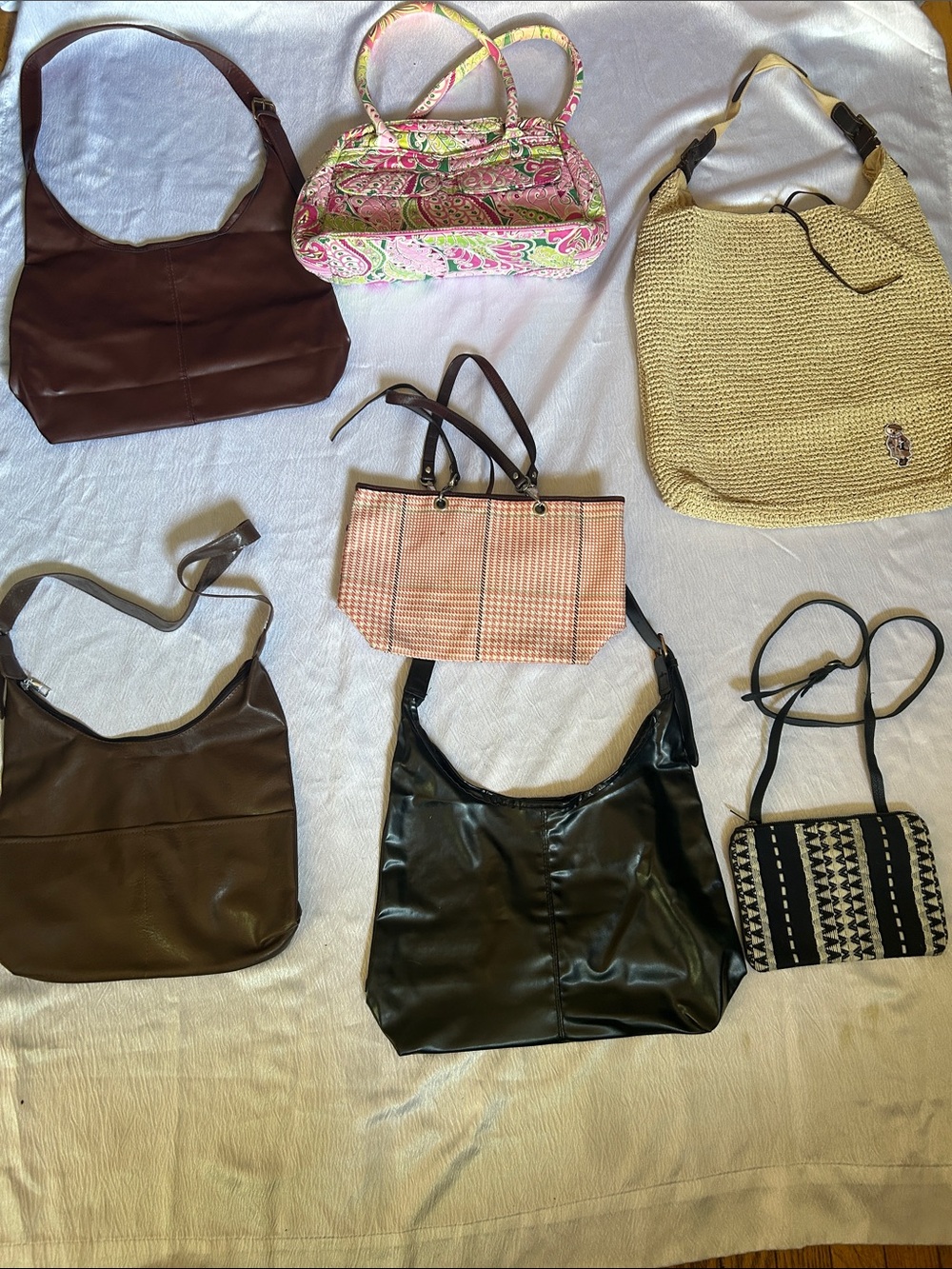 Mixed Women’s Shoulder Bag Set — Brown, Pink Paisley, Black, Cream